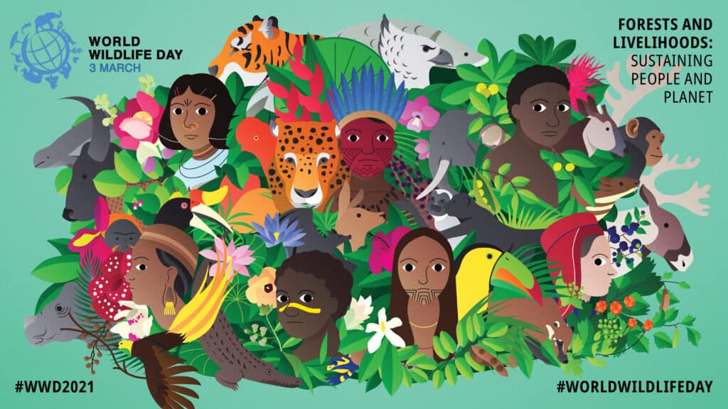 Illustration artwork for the World Wildlife Day 2021